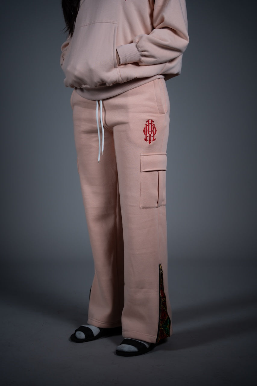 YOR® WOMENS BLACK PHULKARI SWEATPANTS - CREAM