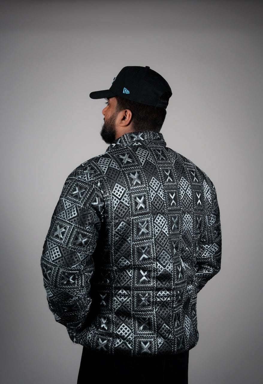 YOR® UNISEX PHULKARI PUFFER JACKET - COOKIES AND CREAM