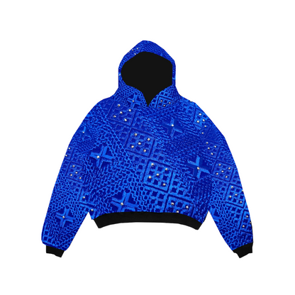 YOR® DOUBLE LAYER PHULKARI HOODIE - ROYAL BLUE (PRE-ORDER)