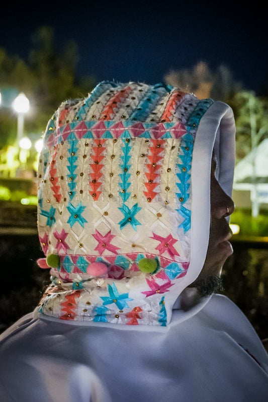 YOR® PASTEL PHULKARI HOODIE - WHITE (Ready To Ship)