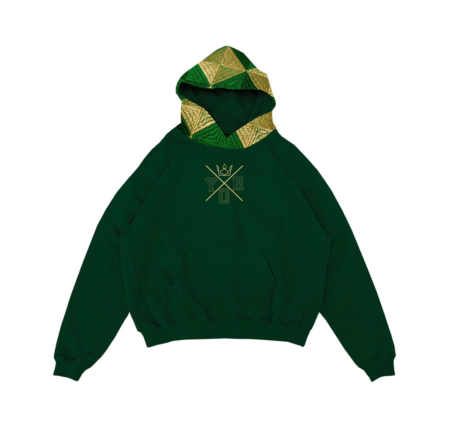 YOR® Green/Gold  Archive Phulkari Hoodie - Forest Green (Original Logo Era - 2017–2023)