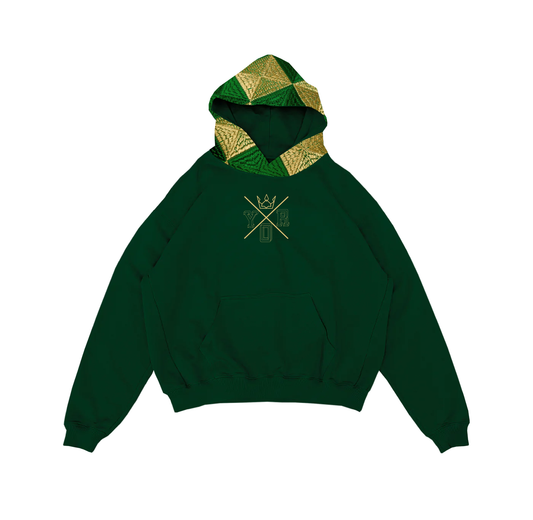 YOR® Green/Gold  Archive Phulkari Hoodie - Forest Green (Original Logo Era - 2017–2023)