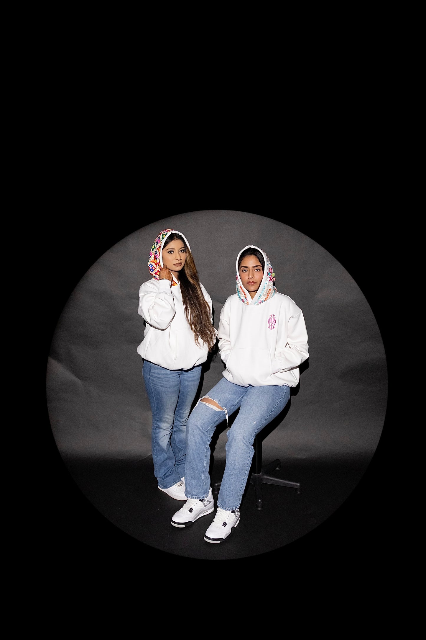 YOR® WHITE PHULKARI HOODIE - WHITE (Ready To Ship)