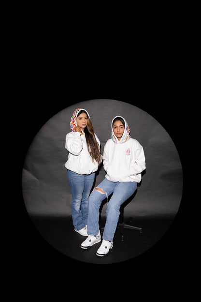 YOR® WHITE PHULKARI HOODIE - WHITE (Ready To Ship)