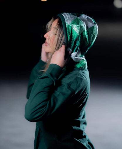 YOR® Ombre Green Archive Phulkari Hoodie - Forest Green (Original Logo Era - 2017–2023)