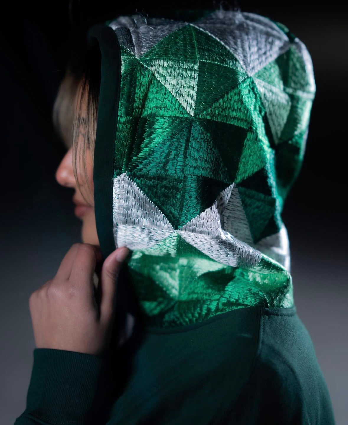 YOR® Ombre Green Archive Phulkari Hoodie - Forest Green (Original Logo Era - 2017–2023)