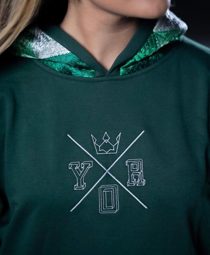 YOR® Ombre Green Archive Phulkari Hoodie - Forest Green (Original Logo Era - 2017–2023)