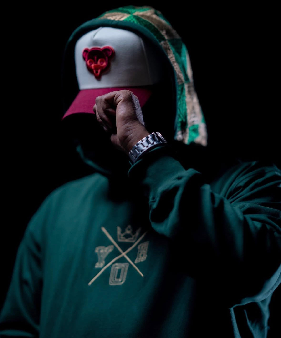 YOR® Green/Gold  Archive Phulkari Hoodie - Forest Green (Original Logo Era - 2017–2023)