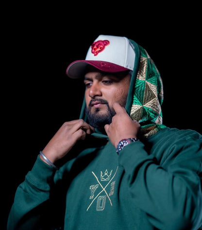 YOR® Green/Gold  Archive Phulkari Hoodie - Forest Green (Original Logo Era - 2017–2023)