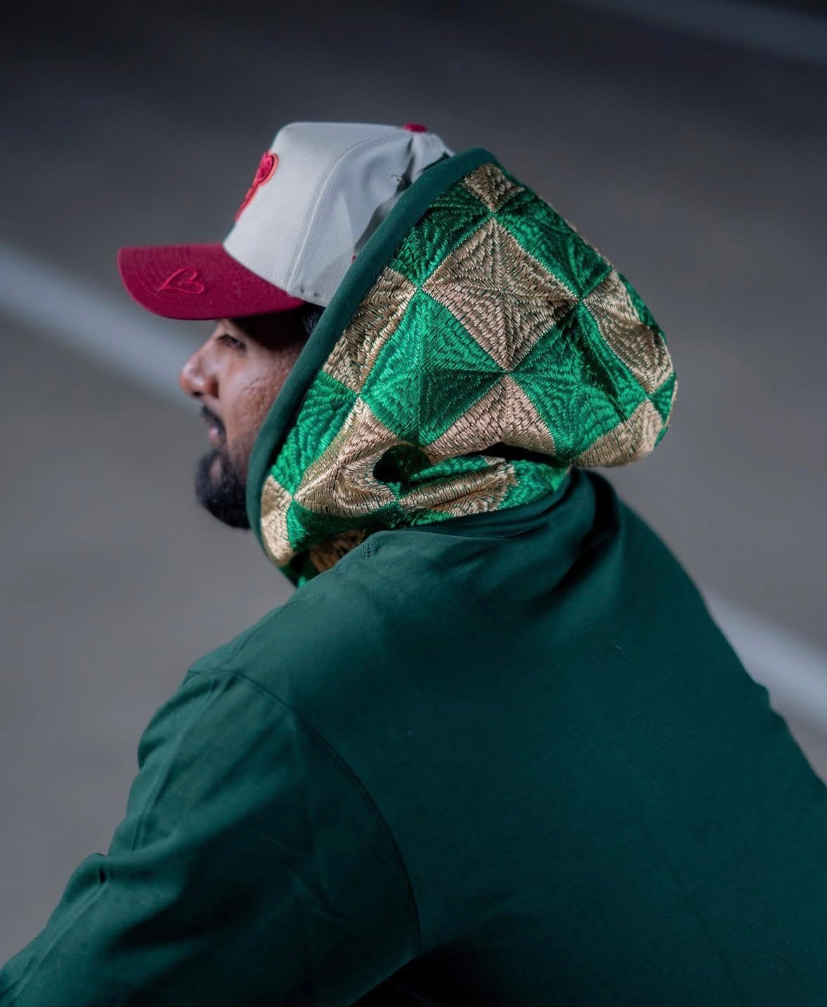 YOR® Green/Gold  Archive Phulkari Hoodie - Forest Green (Original Logo Era - 2017–2023)