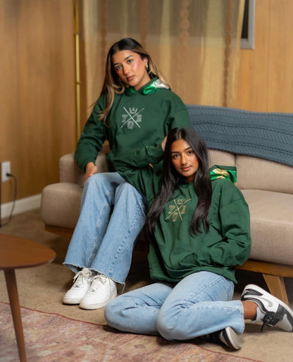 YOR® Green/Gold  Archive Phulkari Hoodie - Forest Green (Original Logo Era - 2017–2023)