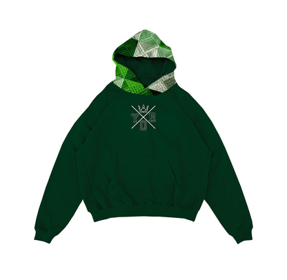 YOR® Ombre Green Archive Phulkari Hoodie - Forest Green (Original Logo Era - 2017–2023)