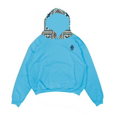 YOR® MULTI BLUE COLOR PHULKARI HOODIE - SKY BLUE (Ready To Ship)
