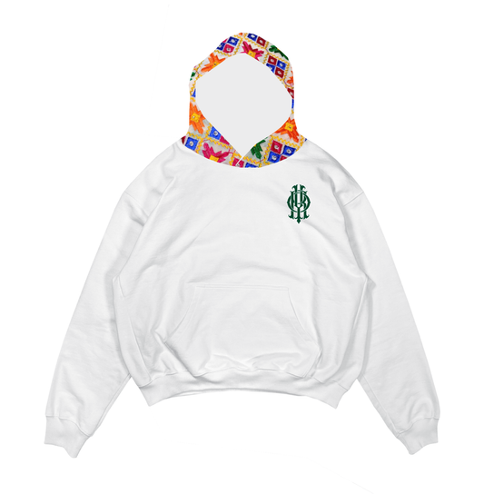 YOR® WHITE PHULKARI HOODIE - WHITE (Ready To Ship)