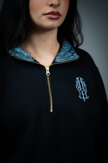 YOR Icy Grey Phulkari Quarter Zip with our heavyweight phulkari