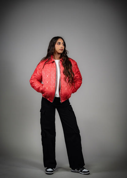 YOR® Womens Valentine Phulkari Puffer Jacket - (Limited Edition)