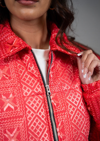 YOR® Womens Valentine Phulkari Puffer Jacket - (Limited Edition)