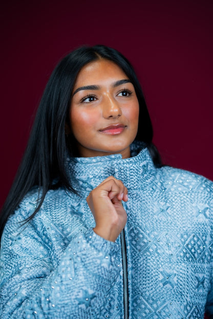 YOR® WOMENS PHULKARI PUFFER JACKET - ICY GREY (PRE-ORDER)