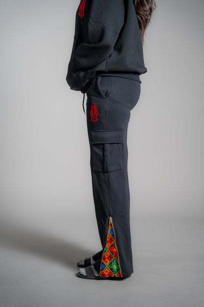 YOR® WOMENS BLACK PHULKARI SWEATPANTS - BLACK (PRE-ORDER)