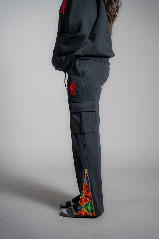YOR® WOMENS BLACK PHULKARI SWEATPANTS - BLACK (PRE-ORDER)