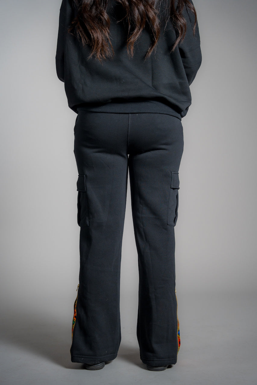 YOR® WOMENS BLACK PHULKARI SWEATPANTS - BLACK (PRE-ORDER)