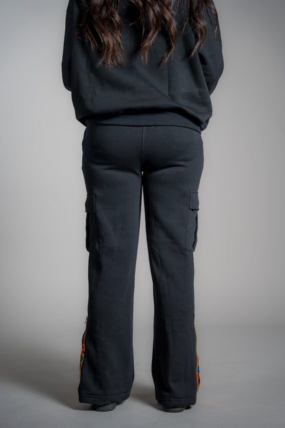 YOR® WOMENS BLACK PHULKARI SWEATPANTS - BLACK (PRE-ORDER)