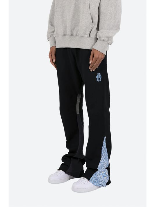 YOR® WOMENS ICY GREY PHULKARI SWEATPANTS - BLACK (Ready To Ship)