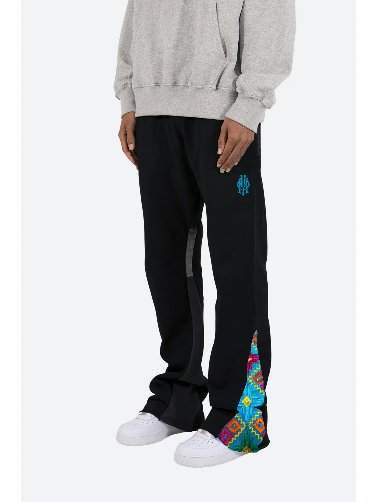 YOR® WOMENS TIFFANY PHULKARI SWEATPANTS - BLACK