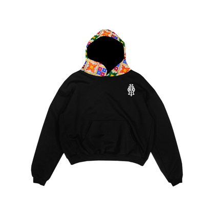 YOR® WHITE PHULKARI HOODIE - BLACK (PRE-ORDER)